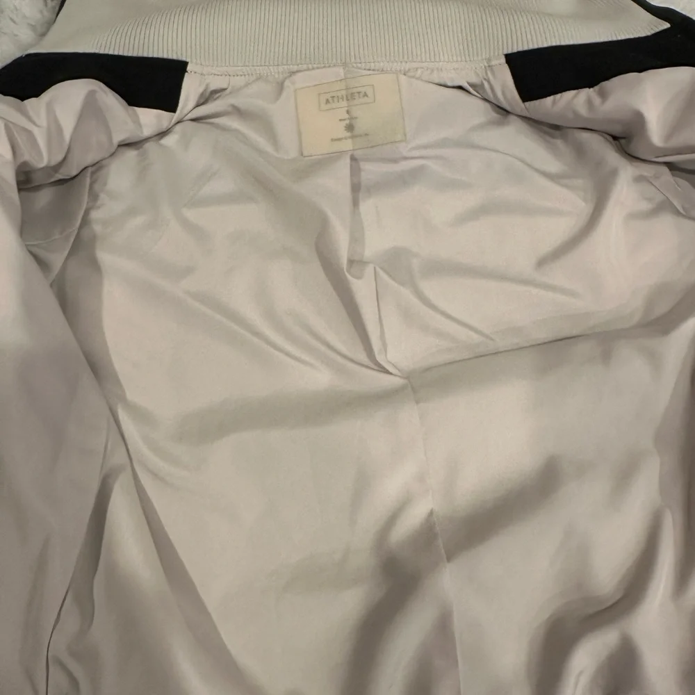 ATHLETA Bouclé Leather Bomber Jacket Black White Zip Cropped Jacket Small